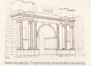 The ancient Roman city of Asseria near Benkovac, Reconstruction of Trajan's triumphal arch in Asseria